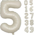 40 Inch Big Cream White Number Balloon Birthday Decoration, Number 5 Helium by Lnhiya