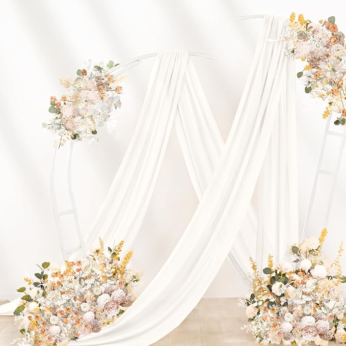 Ivory Wedding Arch Draping Fabric 2 Panels 29" x 20 FT White Drapes - Image 7