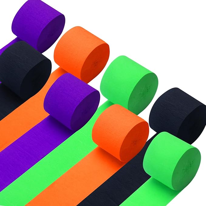 Crepe Paper Streamers 8 Rolls 656ft Orange Purple Black Green Tassels Streamer by welcomePIGETALE