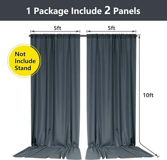 MYSKY HOME 10ft x 10ft Bluish Grey Curtains - Image 3