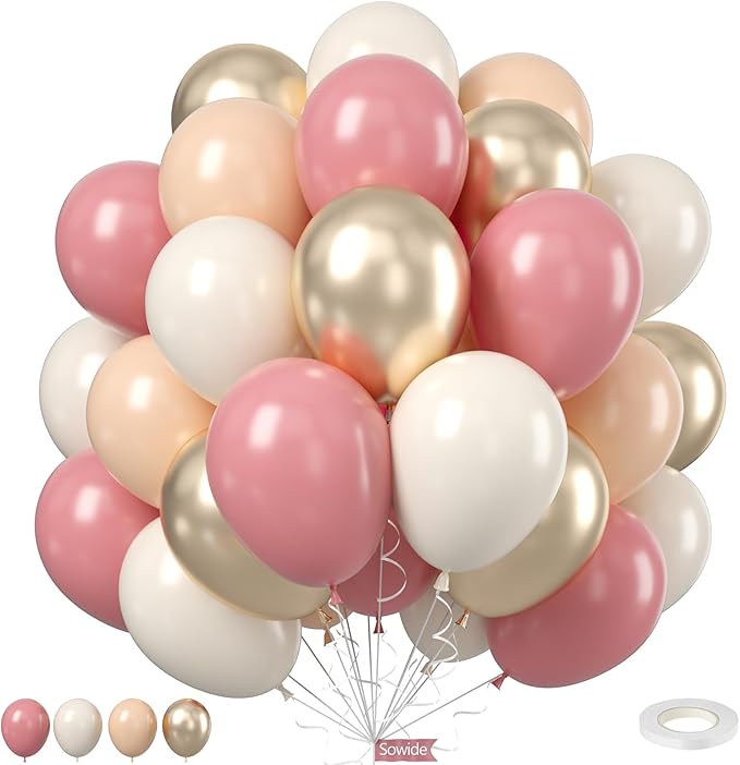 Dusty Pink White Balloons by Sowide