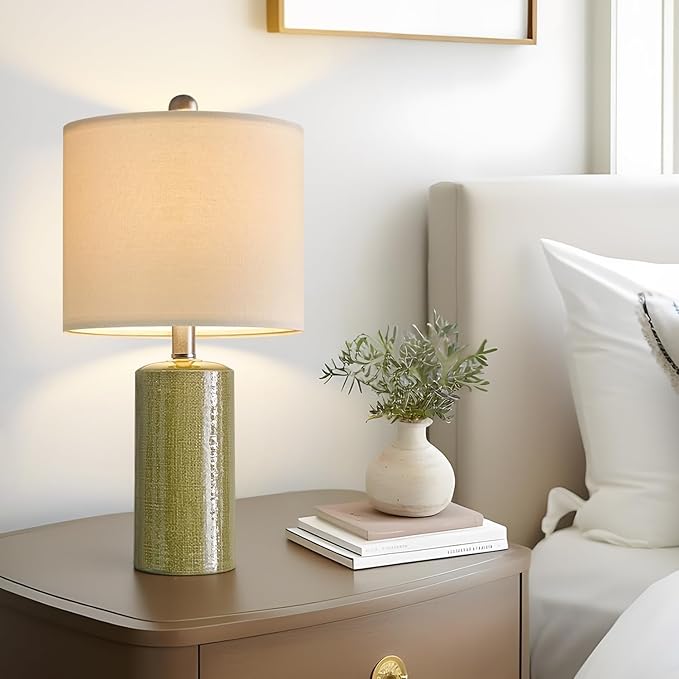 20.25" Small Single Table Lamp for Bedroom Modern Ceramic Nightstand Lamp - Image 4
