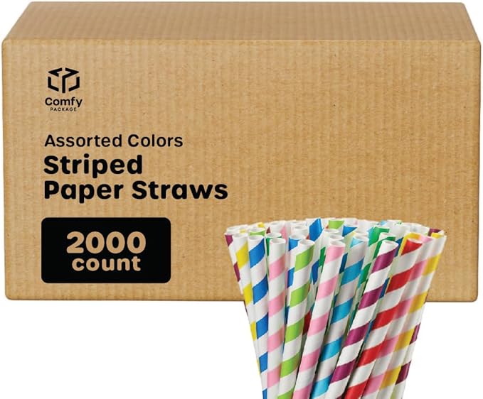 Comfy Package Jumbo Paper Smoothie Straws, 100% Biodegradable Paper Boba Straws by ComfyPackage