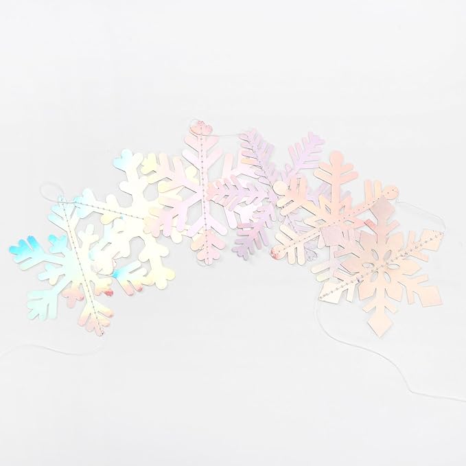 Iridescent-Holographic Snowflake-Snow Christmas Party-Decorations Garland - Image 3