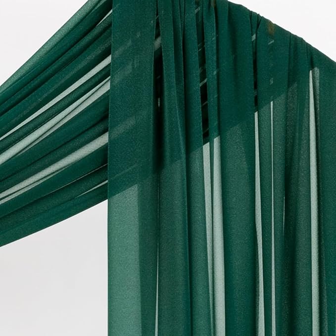 Socomi Wedding Arch Draping Fabric 29" x 20Ft 4 Panels Emerald Green Sheer - Image 5