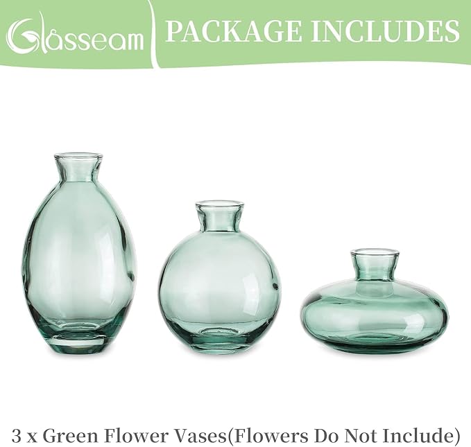 Bud Vases 3Pcs/Set Small Vases Handmade Cute Green Small Vases - Image 8