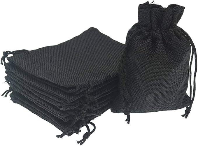 20Pcs Black Burlap Gift Bags by Bezall