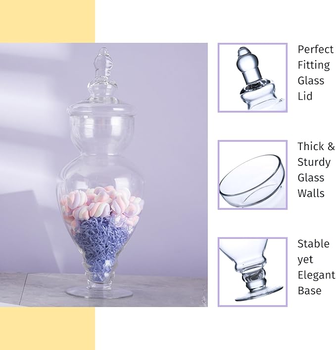 Diamond Star Large Clear Glass Apothecary Jars, Gourd Shape Candy Buffet Display - Image 5