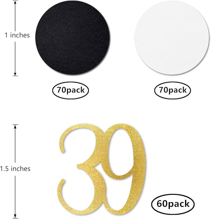 Gold Glitter 39 Confetti, 39th Birthday Number Confetti - Image 2