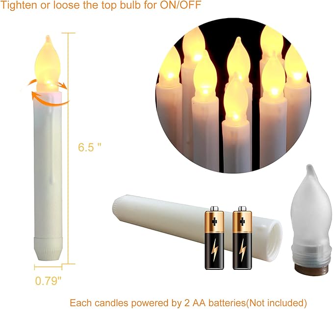 Amagic 12pcs Batteries Operated Taper Candles - Image 5