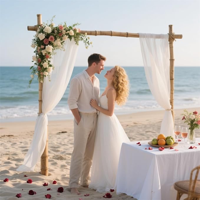 MLMW Wedding Arch Draping Fabric 1 Panel 29" x 20Ft Ivory Sheer Wedding Arch - Image 3