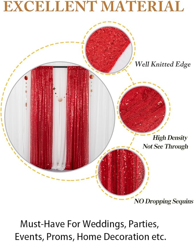 ShinyBeauty Sequin Backdrop Curtain 2 Panels 2FTx8FT Photo Background Glitter - Image 4