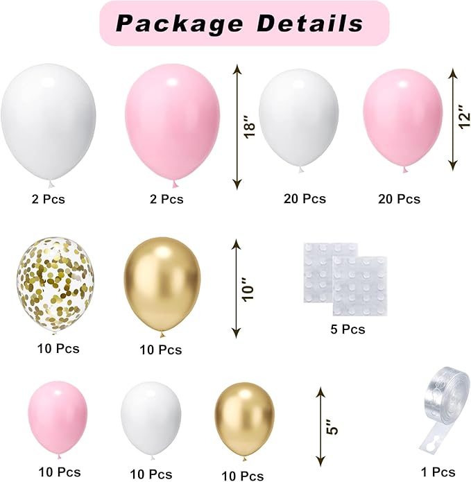 Pink and Gold Balloons Garland Kit, Wedding Decorations - Image 2