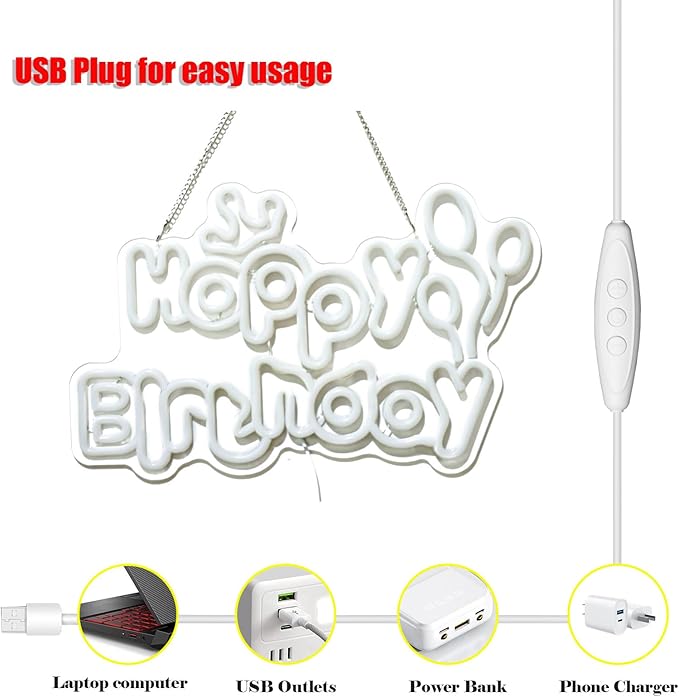 Happy Birthday neon signs，USB Powered Dimmable LED Colorful Lights - Image 4