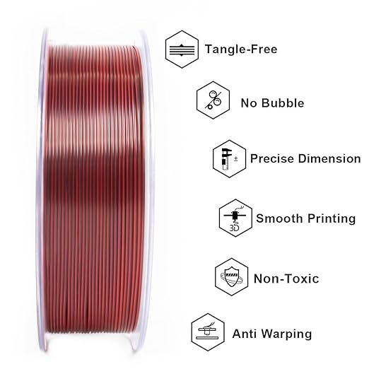 Geeetech Silk PLA Tri Color Filament 1.75mm 3D Printer Filament, Coextrusion - Image 3