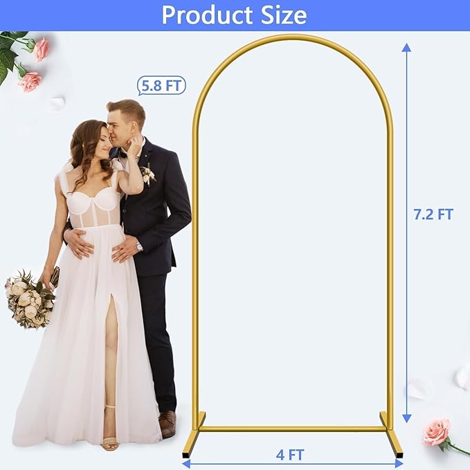 7.2 ft Arch Backdrop Stand, Metal Balloon Arch Stand, Stable Wedding Arched - Image 5