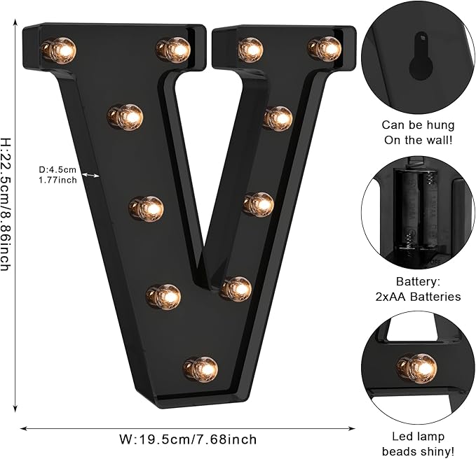 Foaky Black LED Letter Lights for Room Decor - Image 2