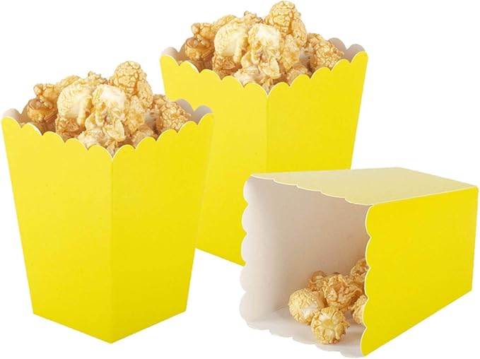 Yellow Popcorn Boxes Mini Paper Popcorn Box Cardboard Popcorn Container by AimtoHome
