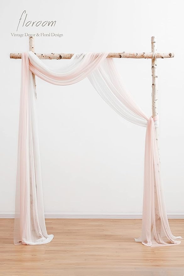Floroom Wedding Arch Draping Fabric 2 Panels 20Ft Chiffon Fabric Drapes Arbor - Image 2