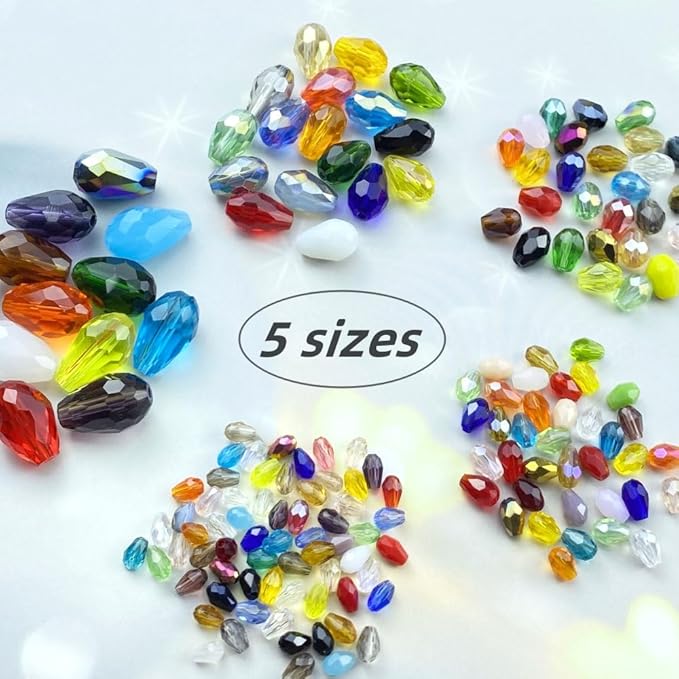 200pcs 3x5mm Teardrop Crystal Glass Beads Vertical Hole Faceted Loose Spacer - Image 3