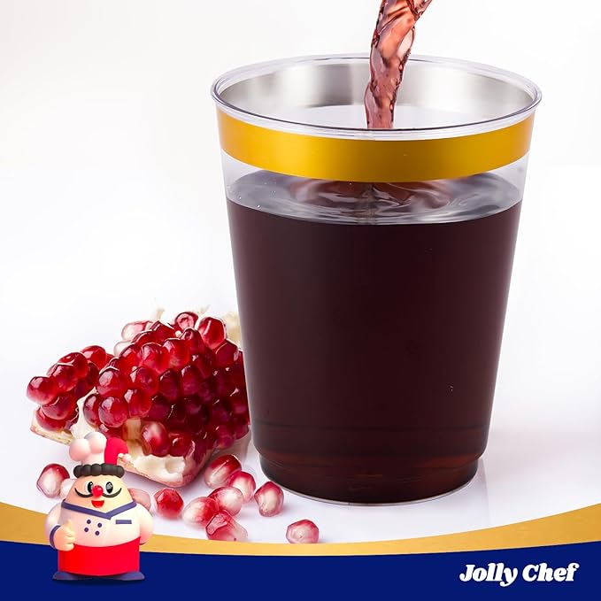 JOLLY CHEF 200 Pack 10 oz Gold Plastic Cups Elegant Gold Rimmed Disposable Cups - Image 6
