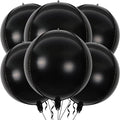 6 Pack Black 22 Inch 4D Foil Balloons Big 360 Degree Round Sephere Mylar by LHOAVWE