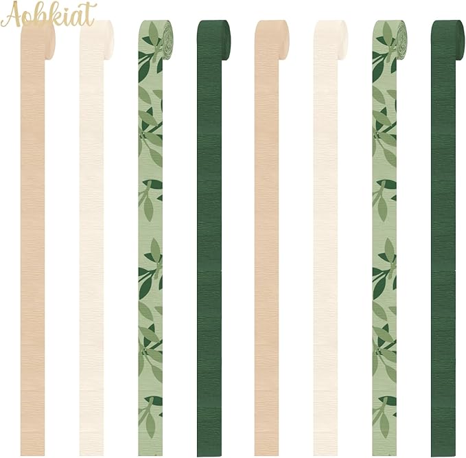 AOBKIAT Wedding Party Baby Shower Decorations, 8 Rolls Green Crepe Paper - Image 2