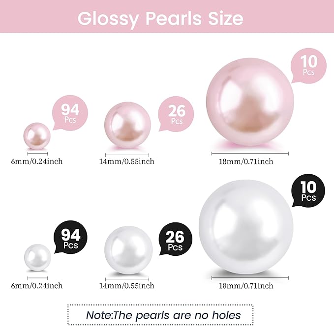 260Pcs White and Pink Glossy Beads - Image 2