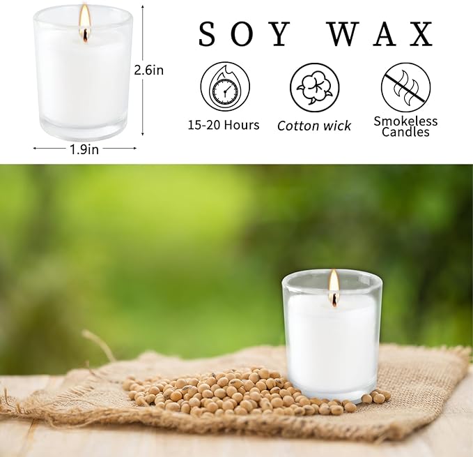 20 Pack White Unscented Glass Cup Candles - Image 2