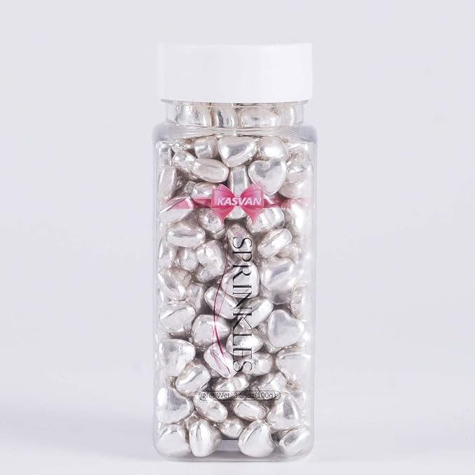 Kasvan Silver Heart Shapes Sprinkles - Image 7