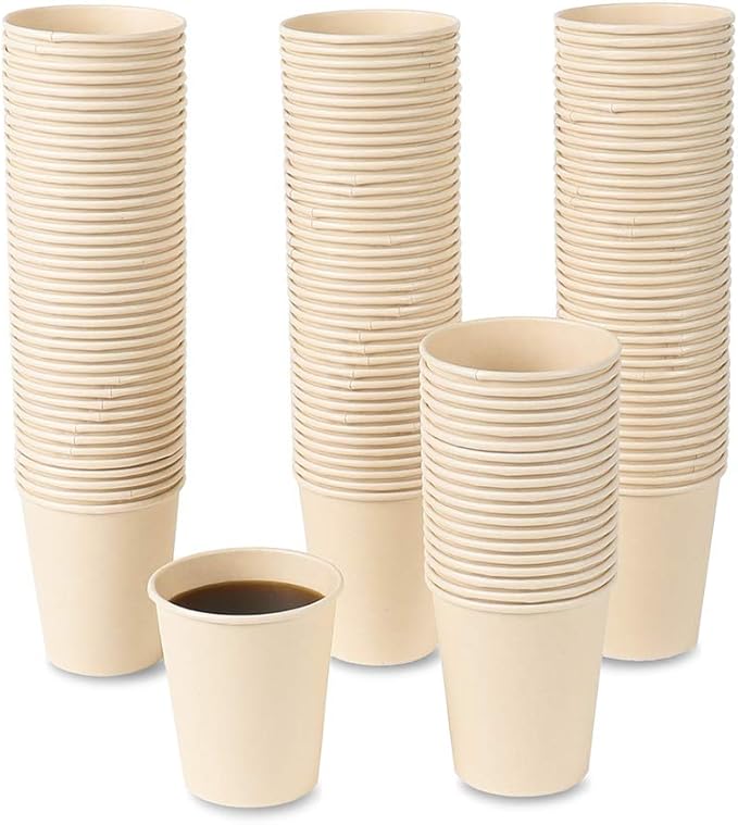 Disposable Paper Cups, Plant Fiber Brown Hot Drink Cups 160 Count 8 oz by JAYEEY