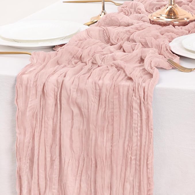 Dusty Pink Table Runner Cheesecloth Table Runner 14FT Farmhouse Table Runners - Image 5