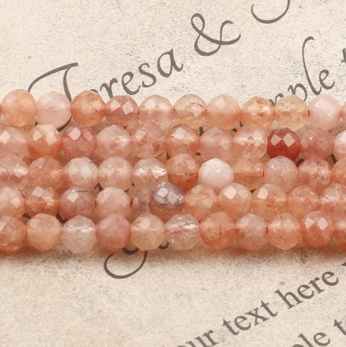 Song Xi 120pcs 3mm Natural Sunstone Gemstone Beads Faceted Round Loose Stone - Image 4