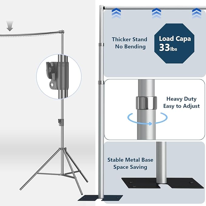 SLOW DOLPHIN 10x 10ft Pipe and Drap Backdrop Stand Kit, Heavy Duty Adjustable - Image 6