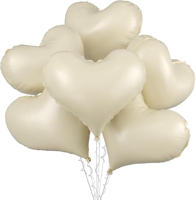Cream White Heart Balloons, 24Inch Large White Heart Foil Balloons by vibzox