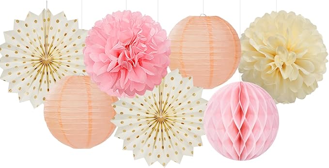 Pink Peach Gold Party Decorations - Image 4