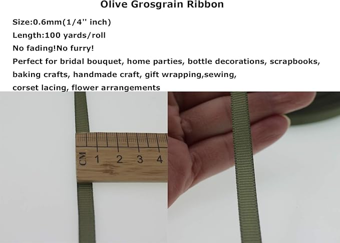 Jesep One Roll 100 Yards 1/4" Soild Grosgrain Ribbon Boutique Gift Wrapping - Image 4