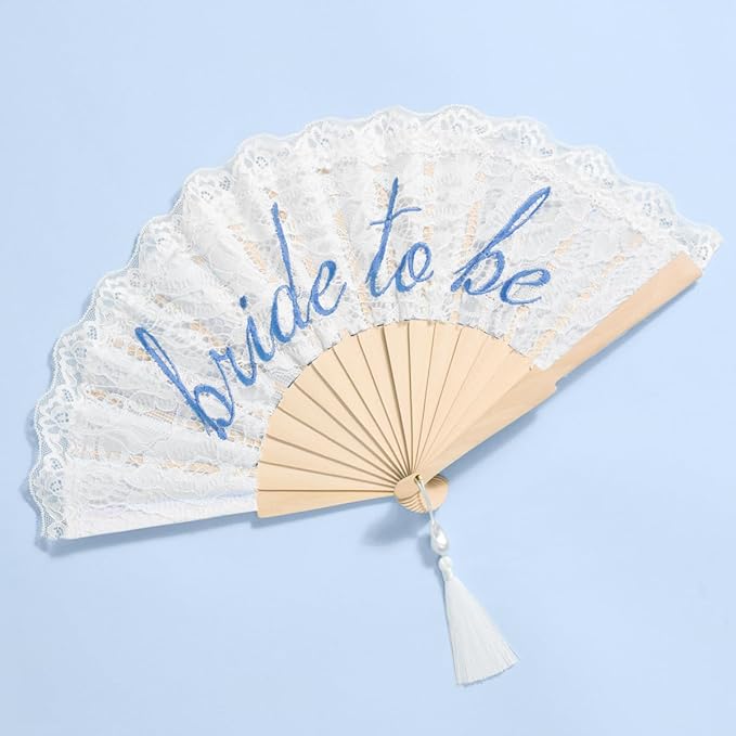 xo, Fetti White Lace Bride to Be Folding Fan | Bridal Something Blue, Wedding by xoFetti