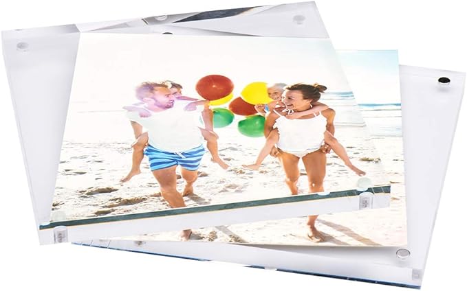 TWING 2 Pack 4x4 Acrylic Picture Frame, Horizontal Magnet Double Sided 4x4 - Image 6