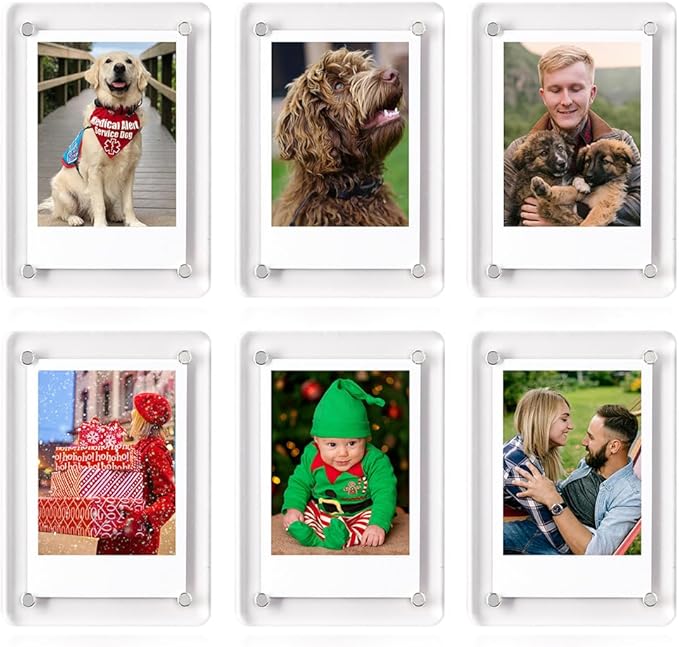 Magnetic Refrigerator Mini Picture Frames, 2.36x3.54 Acrylic Magnetic Clear by LIANHELILAI