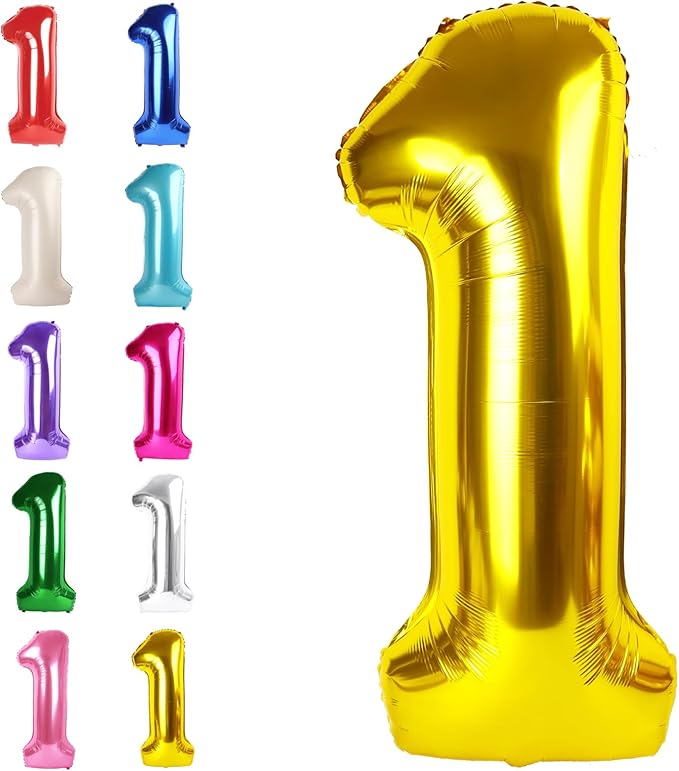 Gold Number 1 Balloon 40 inch, Number 1 Birthday Balloons by Upgesy