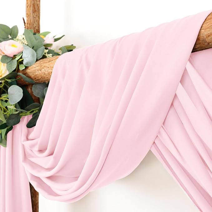Wedding Arch Draping Fabric 2 Panels 30'' x 18FT Blushing Pink Sheer Chiffon - Image 2