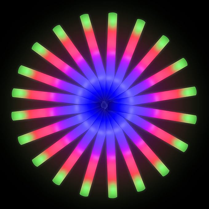 LifBetter 112 pcs Glow Foam Sticks, LED Glow Sticks 3 Modes Colorful Flashing by LifBetter