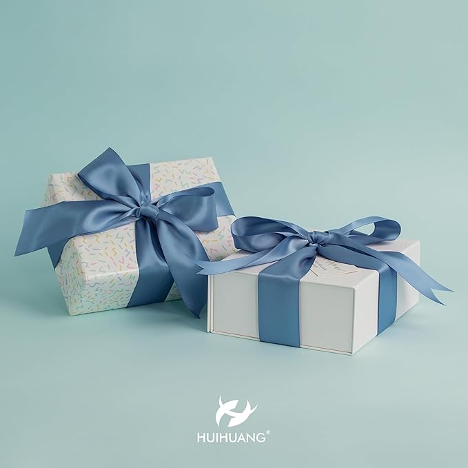 HUIHUANG 1-1/2 inch Double Face Satin Ribbon, Polyester Satin Smoke Blue Ribbon - Image 4
