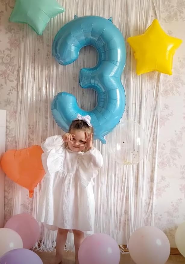 Pearl Blue 3 Number Balloon, 40 Inch 3 Large Number Balloon, 3 13 23 30 33 36 - Image 4