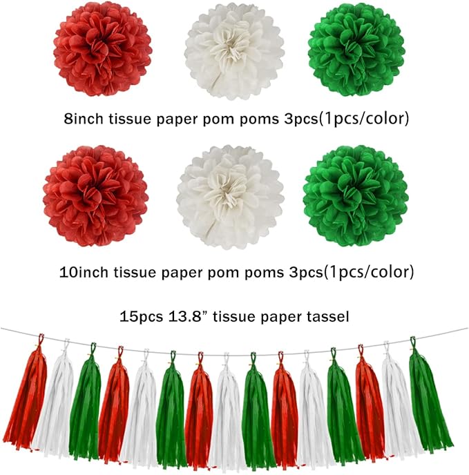 Red White Green Christmas Decorations - Image 3