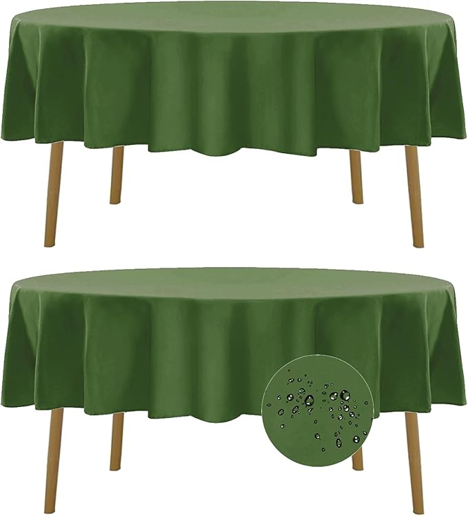 Fokitut 2 Pack Waterproof Round Tablecloth, 90 Inch, Stain Resistant and by BalsaCircle