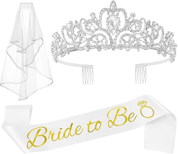 JETKONG 3 Pcs Bachelorette Party Decorations Bridal Shower Crown, Bride to Be by JETKONG