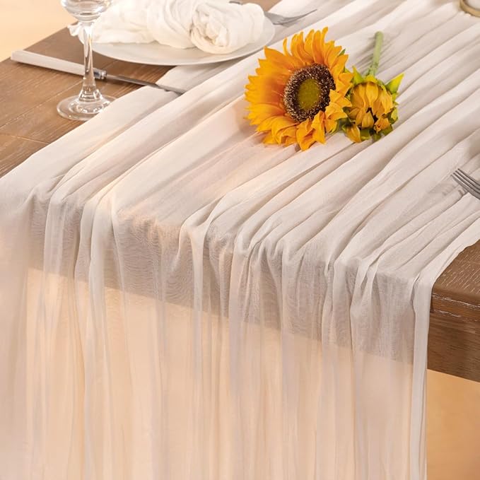 Ivory White Cheesecloth Table Runner 10 Pack Fall Table Runners Boho Gauze 120 - Image 7