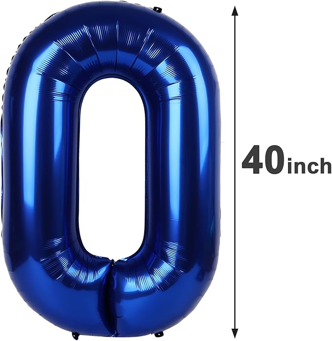 Night Blue Helium Number Balloon 40 Inch, Giant Foil Night Blue Number 0 - Image 3